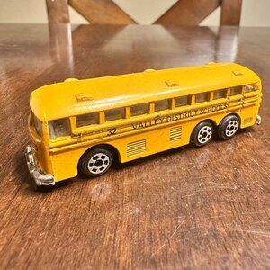 Vintage Zylmex Yellow Die-Cast Crown School Bus Toy Model Hong Kong